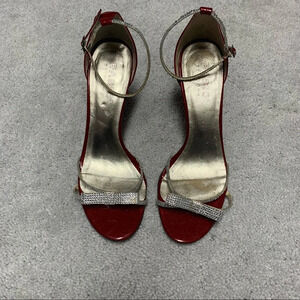 Basic editions vero cuoio red and silver open toe heels size 37